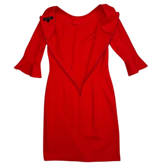 Banana Republic | Women’s Red 3/4 Sleeve Bodycon Dress - Size 4 - Picture 4 of 6